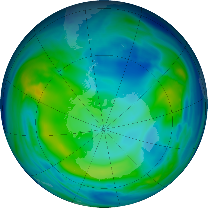 Antarctic ozone map for 25 May 2006